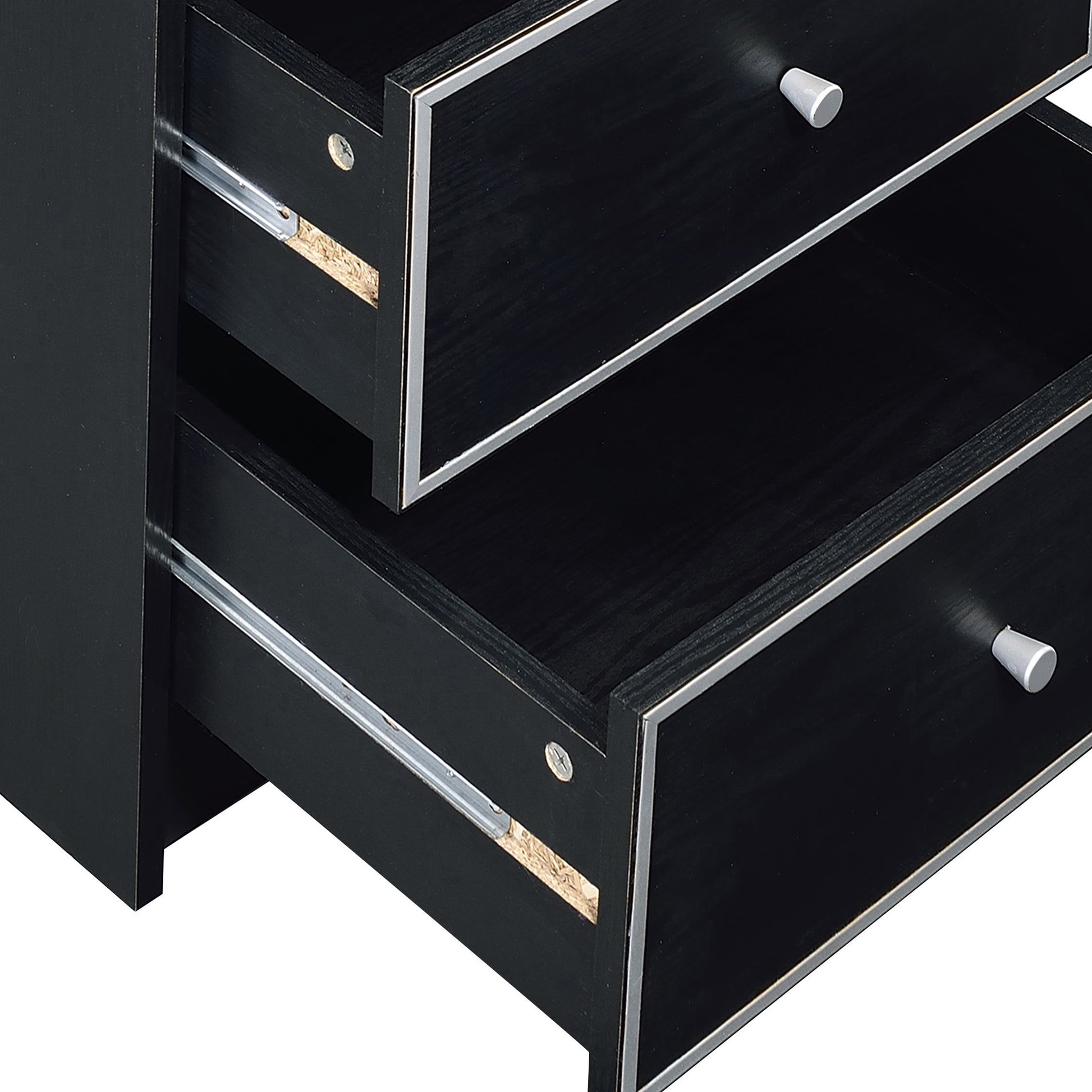 Black And Silver 2 Drawer Nightstand Black And Silver 2 Drawers Bedroom Industrial Wood Metal