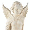 Magnesia And Metal Garden Angel Bust On A Wooden Pedestal, Beige Beige Magnesium Oxide