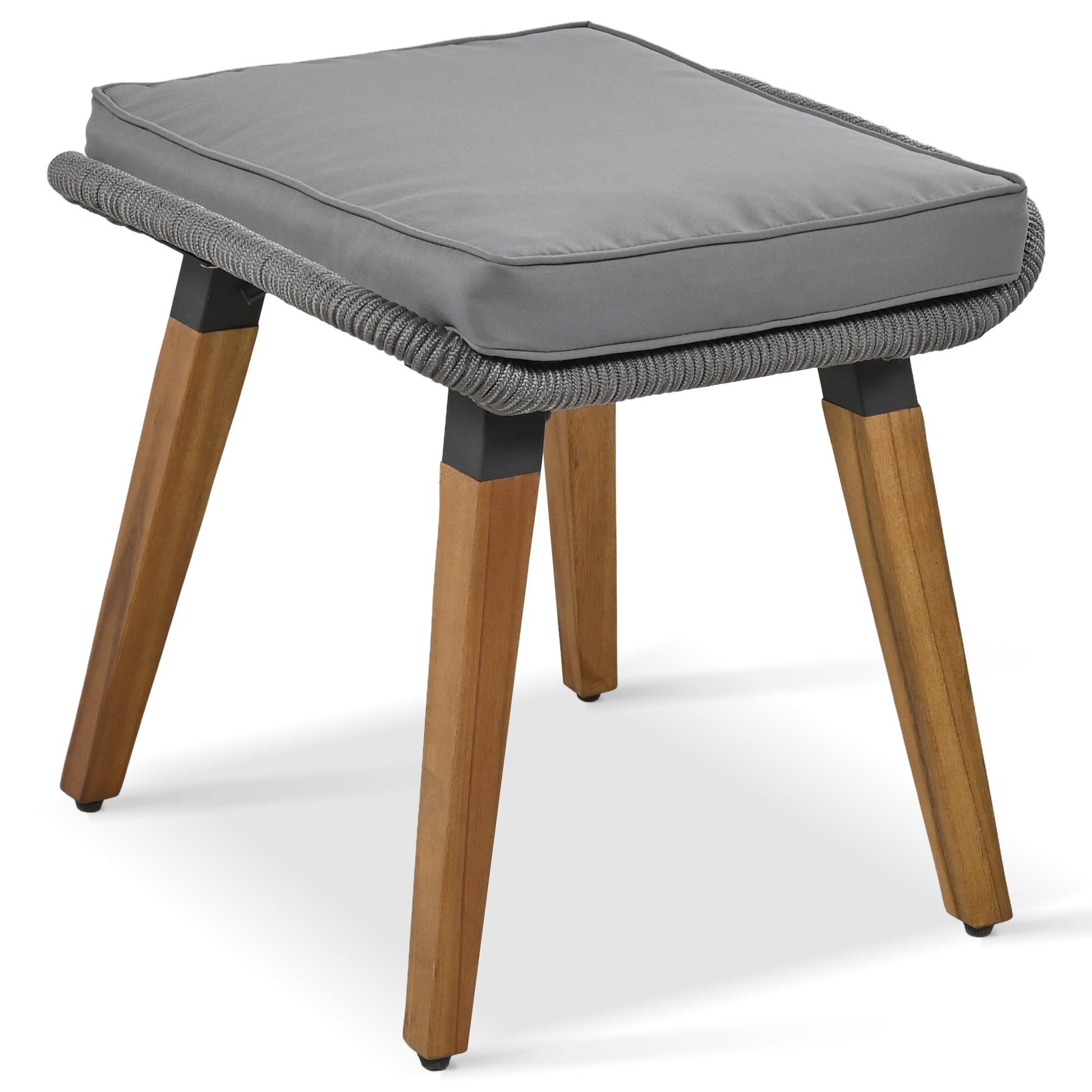 K&K 6 Piece Rope Patio Furniture Set, Outdoor Furniture With Acacia Wood Cool Bar Table With Ice Bucketdeep Seat Patio Conversation Set With Two Stools For Backyard Porch Balcony Grey Yes Complete Patio Set Grey Weather Resistant Frame Fade Resistant