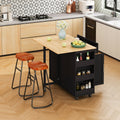 Multi Functional Kitchen Island Cart With Stylish And Minimalist Bar Stools, Combination Set, Convenient And Practical Black Kitchen Island Brown Bar Stools Black Brown Mdf