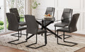 Table And Chair Set.Modern Rectangular Glass Dining Table With 0.39