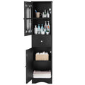 Tall Bathroom Cabinet, Freestanding Storage Cabinet With Drawer And Doors, Mdf Board, Acrylic Door, Adjustable Shelf, Black Black Mdf