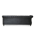 L Shaped Velvet Corner Sofa,Heavy Duty Solid Wood Frame And Sturdy Wood Legs, 7 Seater Corner Sofas With Rolled Arms For Living Room, Bedroom, Apartment Black Black Velvet Wood Primary Living Space Medium Soft Loose Back Heavy Duty Art