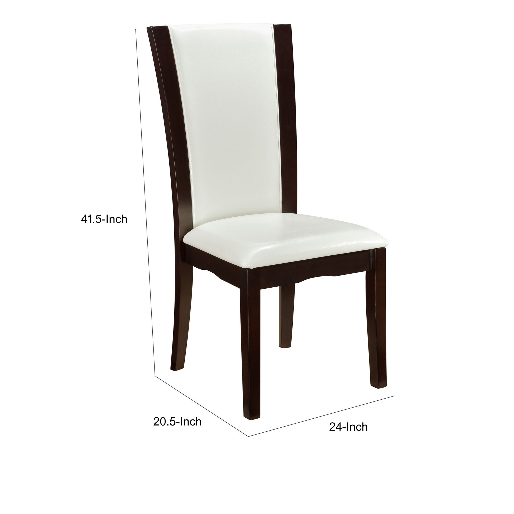 Leather Upholstered Side Chair With Long Back, White And Black, Set Of 2 White Black Leather