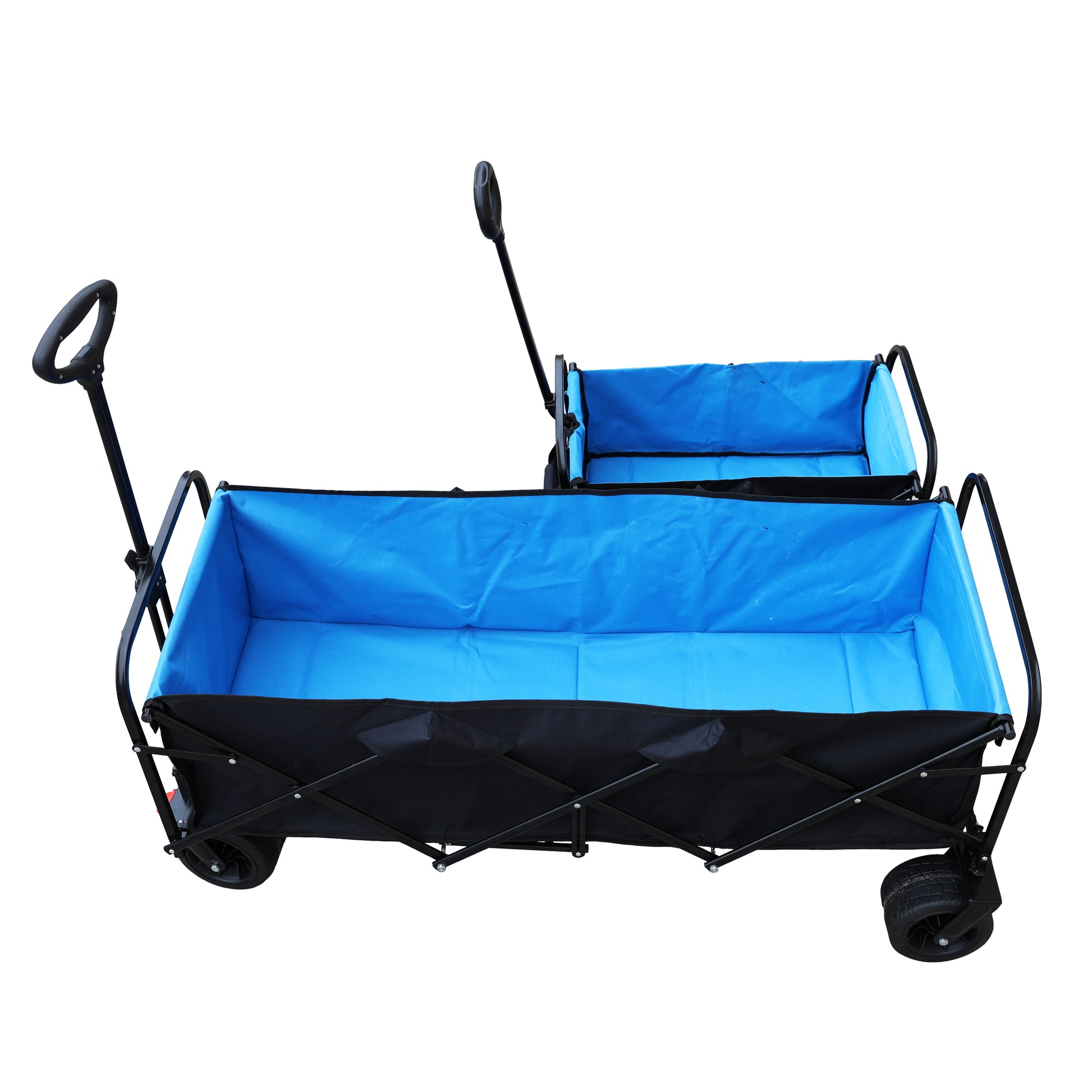 Big Large Capacity Folding Cart Extra Long Extender Wagon Cart Folding Wagon Garden Shopping Beach Cart Black Blue Black Garden & Outdoor Steel