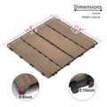 Patio Floor Tiles Pack Of 11 Wpc Wood Plastic Composite Patio Deck Tiles Diy Interlocking Decking Tiles, Quick Deck Floor Tile, Court Tile, Water Resistant Indoor Outdoor 11.8