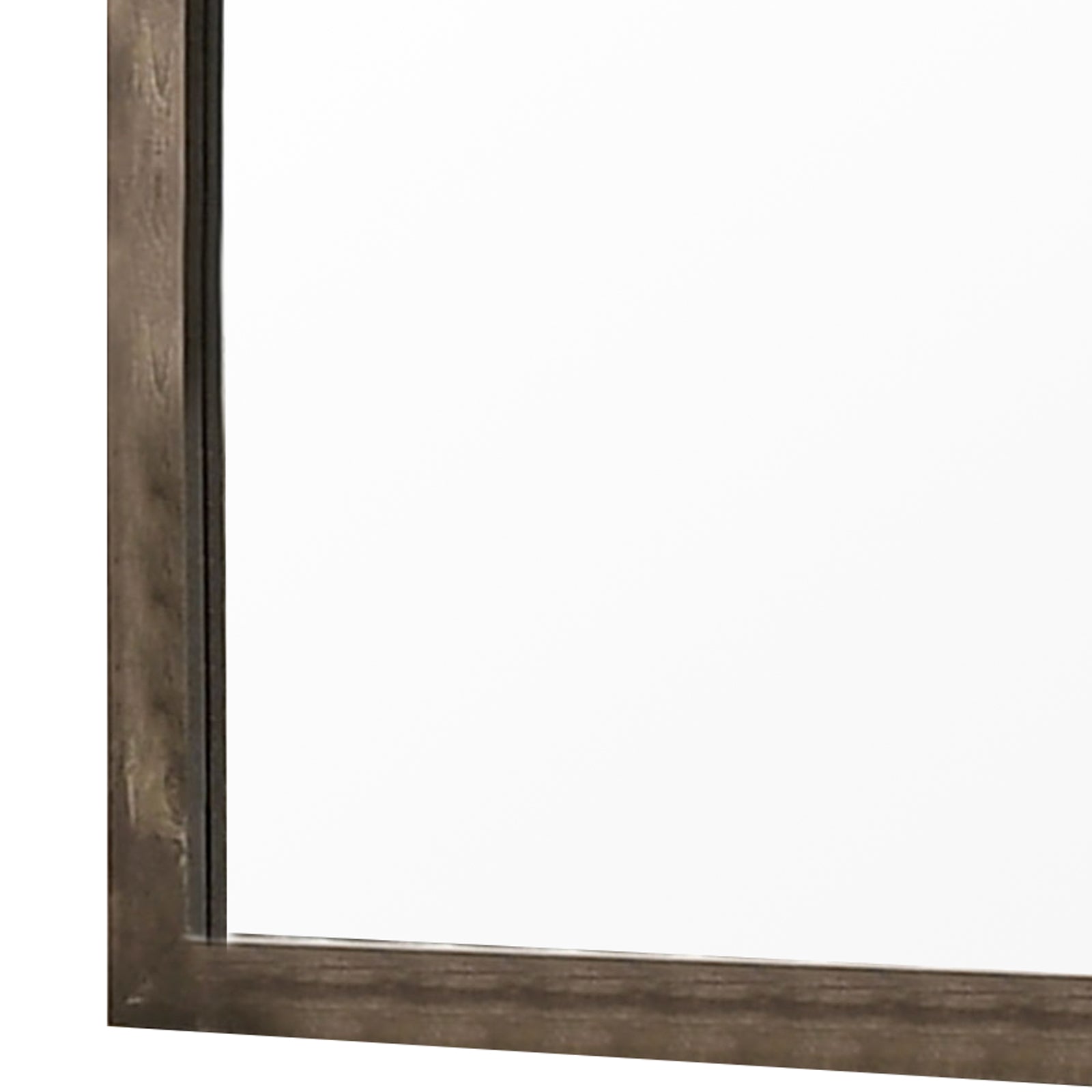 Farmhouse Style Square Wooden Frame Mirror With Grain Details, Brown Brown Wood