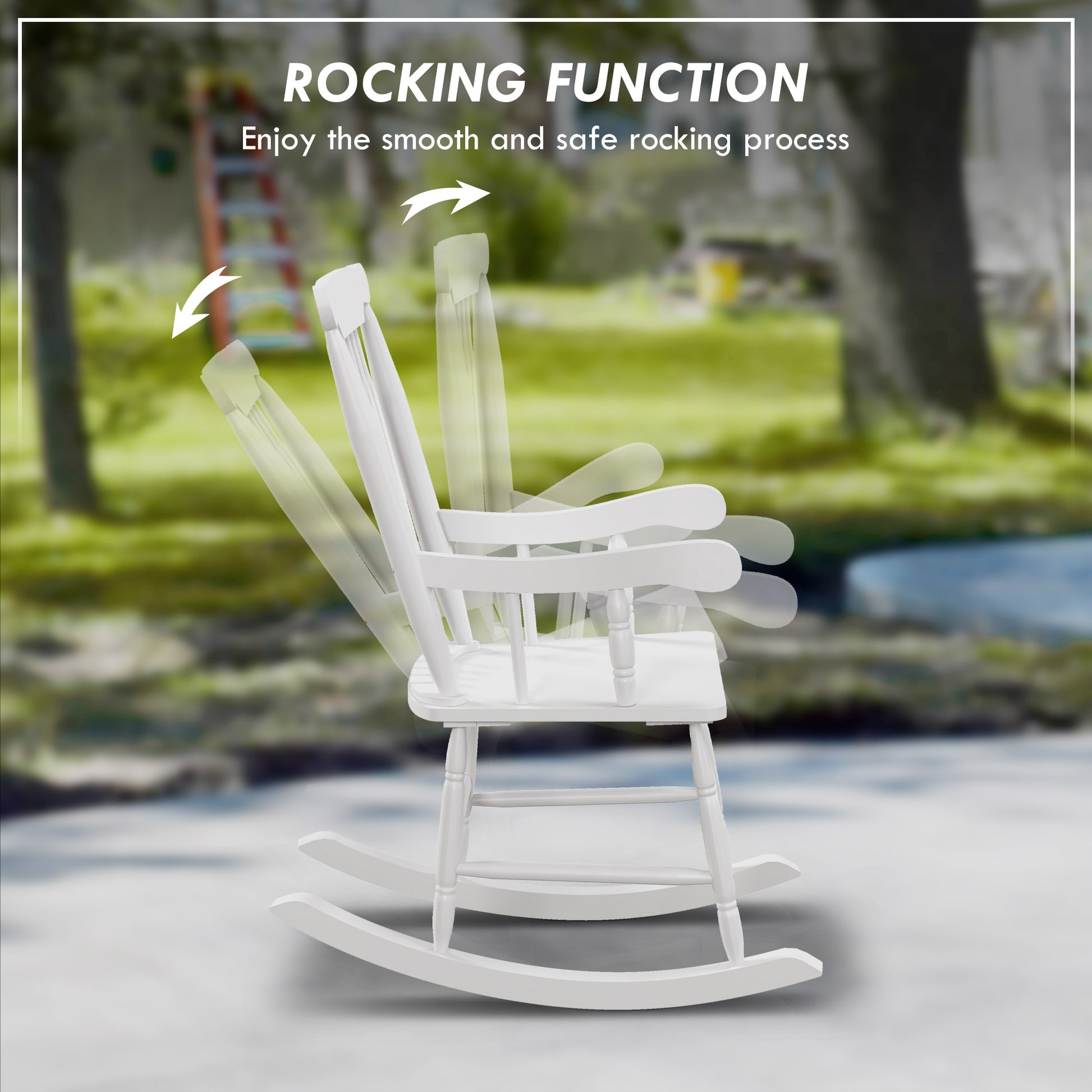 Outsunny Outdoor Wood Rocking Chair, 350 Lbs. Porch Rocker With High Back For Garden, Patio, Balcony, White White Wood