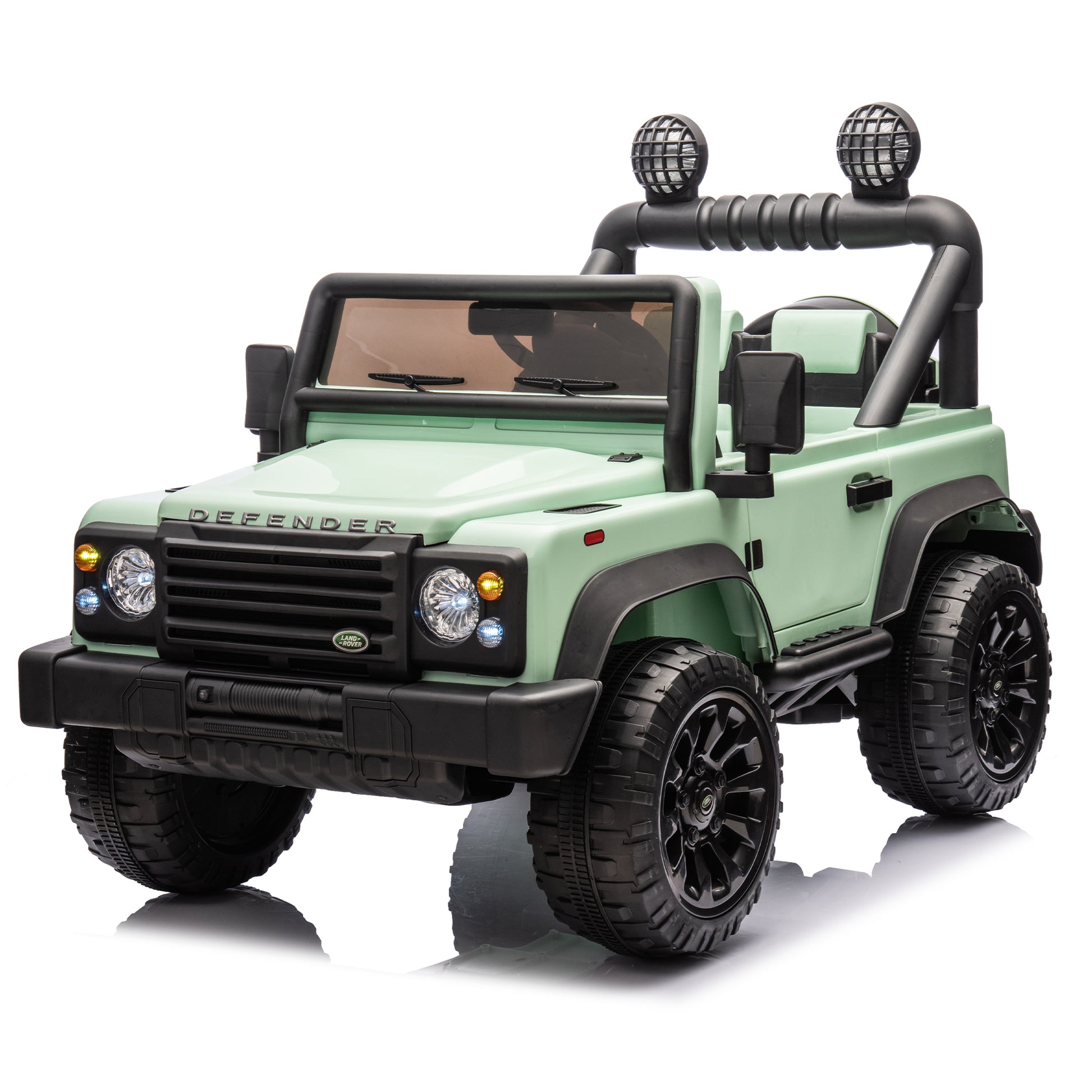 Licensed Land Rover Defender Volta 5008 24V Kids Ride On Car W Parents Control,2Wd,Four Wheel Suspension,Bluetooth,Mp3,Music,Adjustable Volume,Power Display,Led Lights,Speeds 1.86 3.11Mph For Kids 3 7 Green Polypropylene