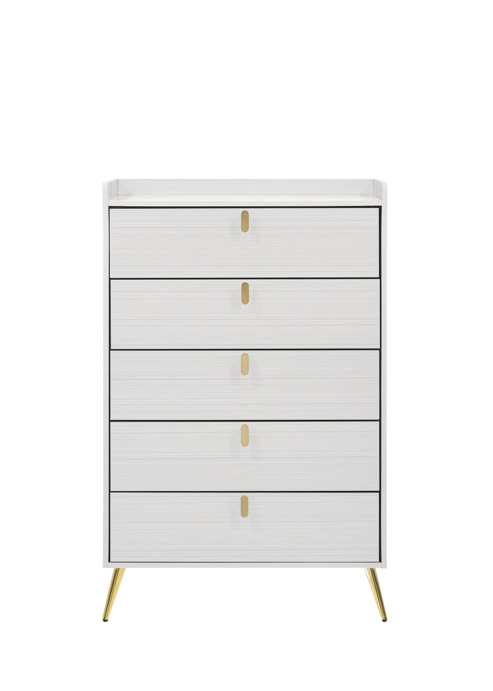 White 5 Drawer Chest With Pull Handles White Bedroom Contemporary Wood Metal