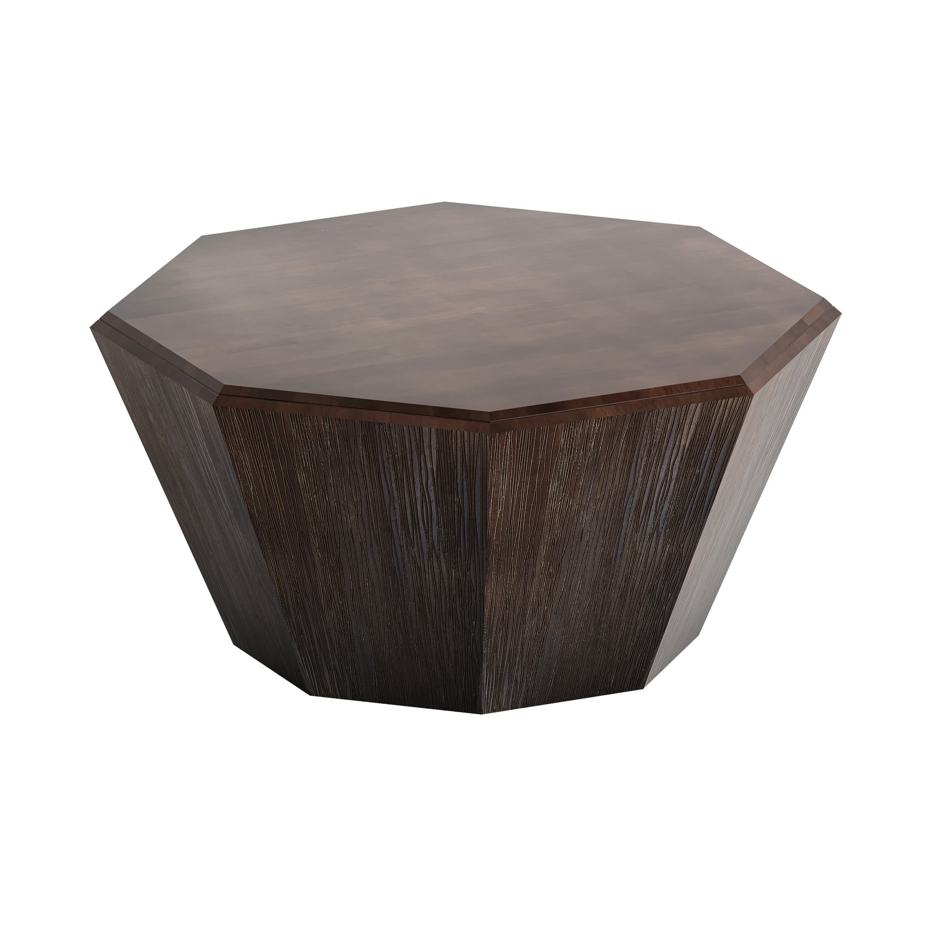 31.5 "Octagonal Black Walnut Rubber Wood Coffee Table, Coffee Table, Living Room Bedroom Walnut Rubber Wood