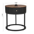 Round Nightstand With Drawer, 19.68 Inch Wood End Table With Storage, Small Table Or Living Room, Bedroom And Small Spaces Black Coffee & End Tables Iron