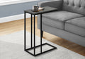 Accent Table, C Shaped, End, Side, Snack, Living Room, Bedroom, Grey Laminate, Black Metal, Contemporary, Modern Grey Particle Board