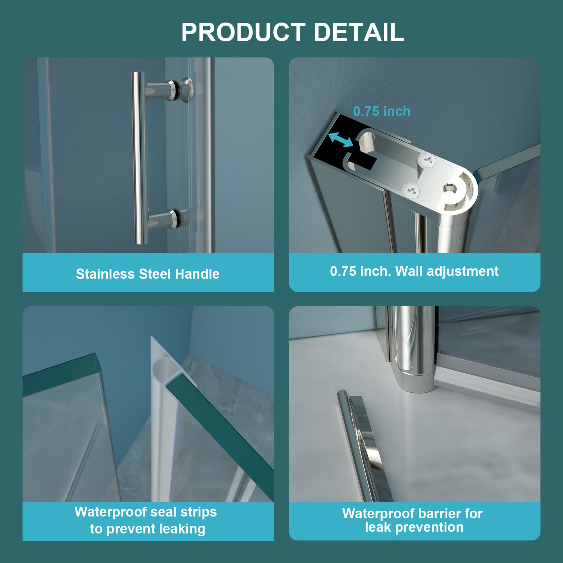 32"W X 72"H Fold Frameless Shower Door With Tempered Glass, Chrome Chrome Glass