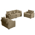 Warm And Cozy Sofa Set With Soft Cushions And Pillows, Home Theater Style Sofa Set Consisting Of One 2 Seater Sofas And Two Single Sofa In Tan Corduroy Fabric Tan Corduroy 4 Seat