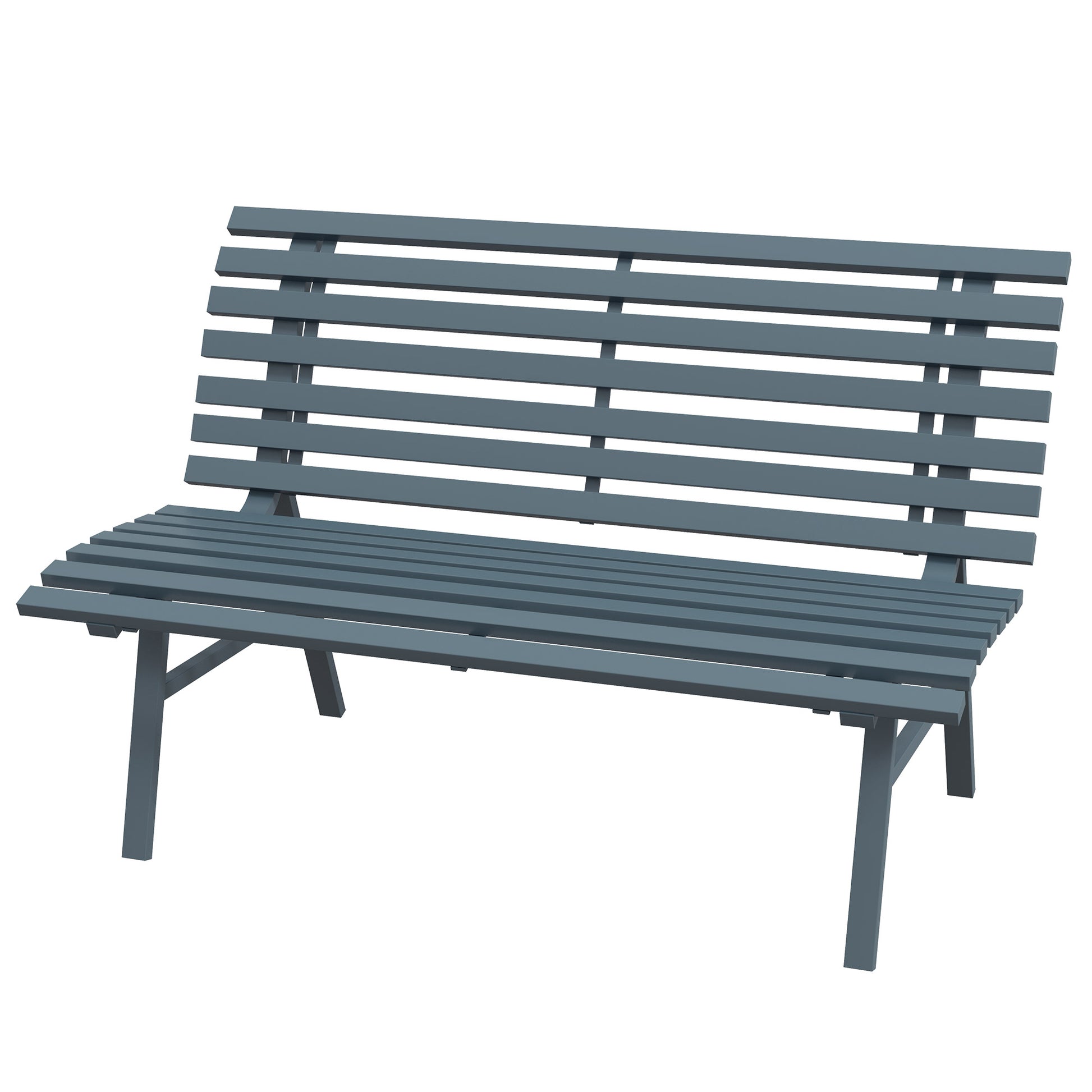 Outsunny 48.5" Garden Bench, Outdoor Patio Bench, Lightweight Aluminum Park Bench With Slatted Seat For Lawn, Park, Deck, Blue Blue Aluminum