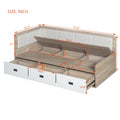 Full Size Daybed With Three Drawers And Three Storage Compartments, Nature Beige Full Beige Natural Mdf