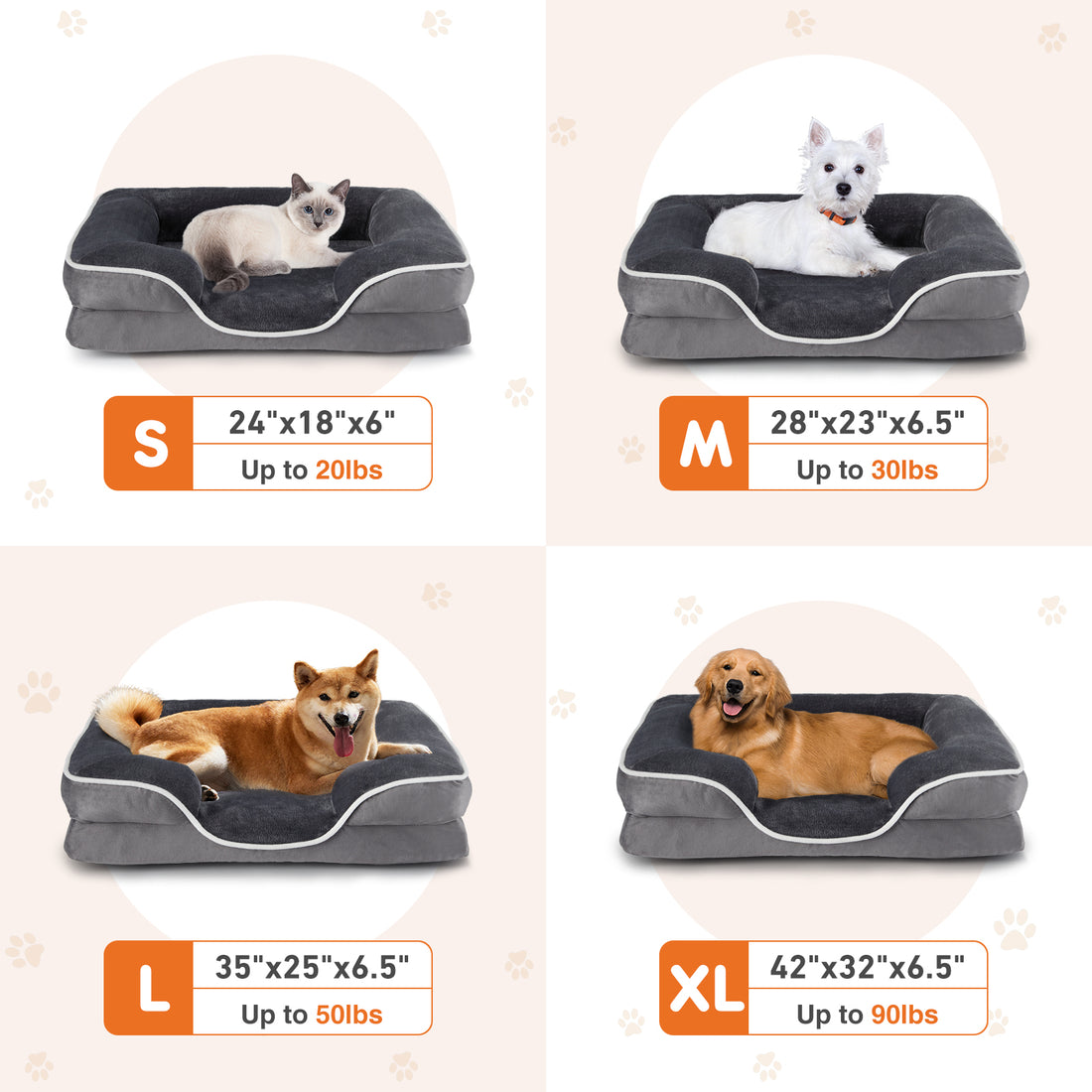 Memory Foam Pet Bed For Small Dogs & Cats With Washable Removable Cover Non Slip Base Waterproof Liner Egg Crate Foam For Improved Sleep, Gray,Medium Gray Fabric