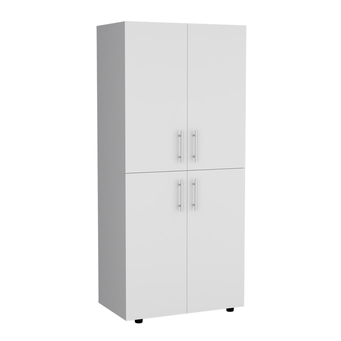 Hazel 70" High Four Door Armoire Wardrove Closet Cabinet, Six Shelves And Two Hanging Rods, Bedroom Clothes Storage Cabinet Organizer White White Bedroom Modern Particle Board