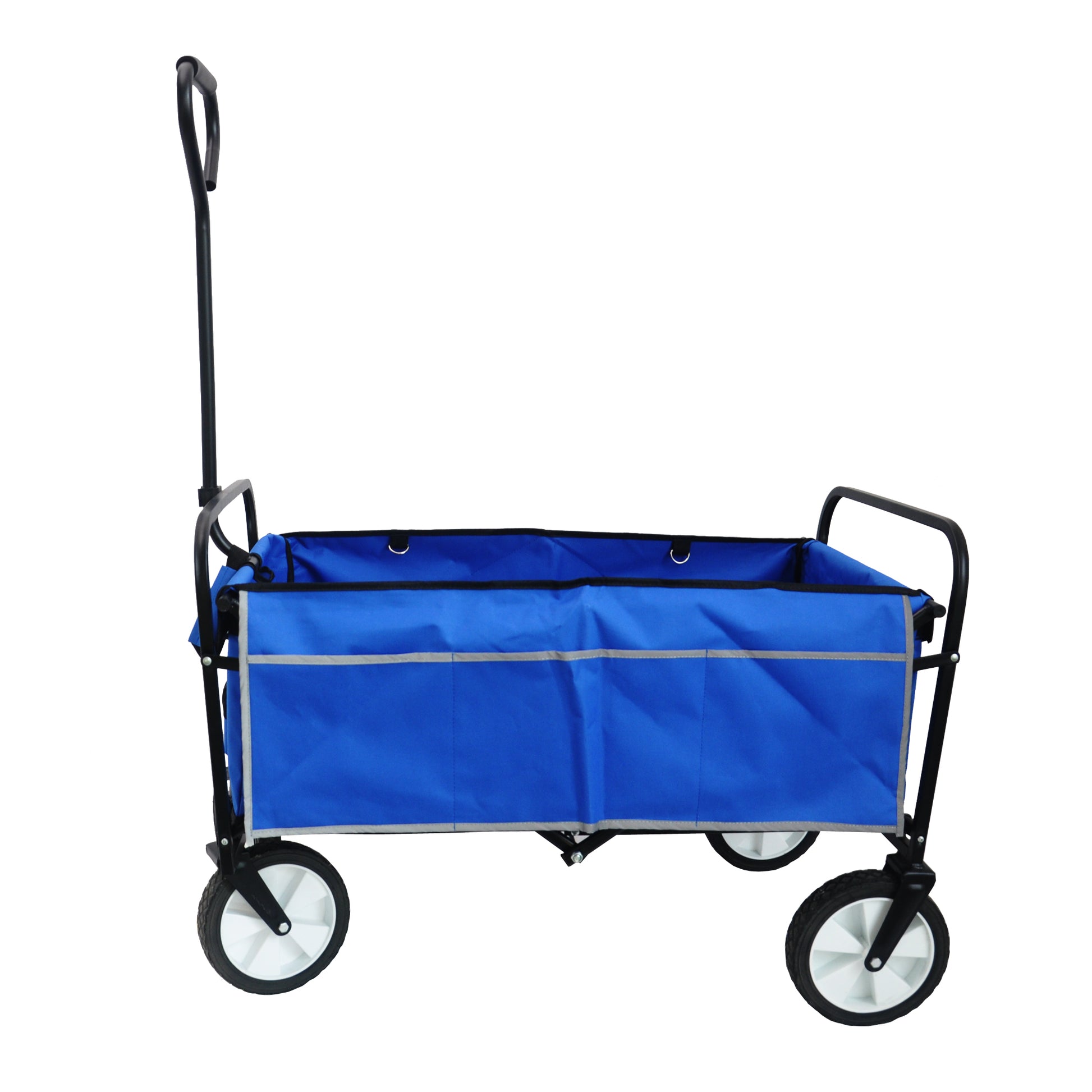 Folding Wagon Garden Shopping Beach Cart Blue Black Blue Marble Metal