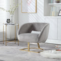 Coolmore Upholstered Tufted Living Room Chair Textured Linen Fabric Accent Chair With Metal Stand Gray Velvet