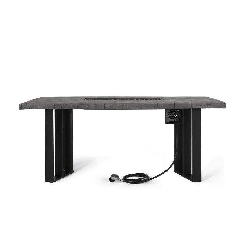 Outdoor Patio Propane Fire Pit Concrete Wood Pattern Fire Table 40, 000 Btu, 30'' H X 70'' W, Grey Grey Magnesium Oxide