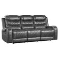 Luxurious Living Room Furniture 2Pc Reclining Sofa Set Grayfaux Leather Upholstery Center Drop Down Cup Holders, Power Outlets, Usb Ports, Diamond Pattern Stitching Gray Faux Leather Wood Primary Living Space Luxury,Modern Solid Wood 5 Seat