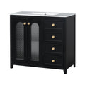 36 Inch Bathroom Vanity With Two Soft Close Doors, Adjustable Shelves And Three Soft Close Drawers Black Bathroom Solid Wood Mdf