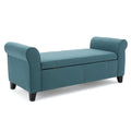 Hayes Armed Storage Bench Teal Fabric