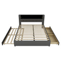 King Size Upholstery Platform Bed With Storage Headboard, 2 Drawers And Trundle, Gray King Gray Upholstered