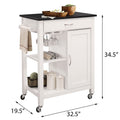 Black And White Kitchen Cart With 1 Cabinet -