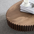 Modern Handcraft Drum Coffee Table Length 43.7 Inch Ellipse Coffee Table For Living Room,Oval Small Coffee Table With Sturdy Pedestal,Walnut Mdf Walnut Mdf