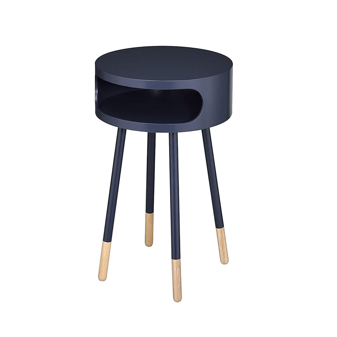Sonria Round End Table, Black Black Wood