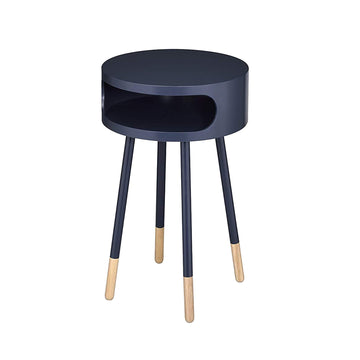 Sonria Round End Table, Black Black Wood