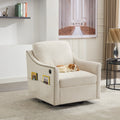 Cream White Fabric Swivel Rotating Accent Chair With Usb And Magazine Book For Living Room And Hotel Bed Room Cream White White Primary Living Space American Design,Classic,Modern Pine Foam Wood Fabric