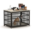 Furniture Style Dog Crate Wrought Iron Frame Door With Side Openings, Grey, 38.4''W X 27.7''D X 30.2''H. Grey Particle Board