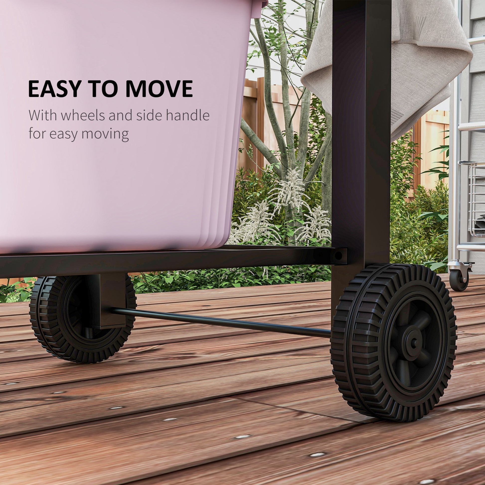 Outsunny Charcoal Bbq Grill, Outdoor Portable Cooker For Camping Or Backyard Picnic With Side Table, Bottom Storage Shelf, Wheels And Handle, Black Black Steel