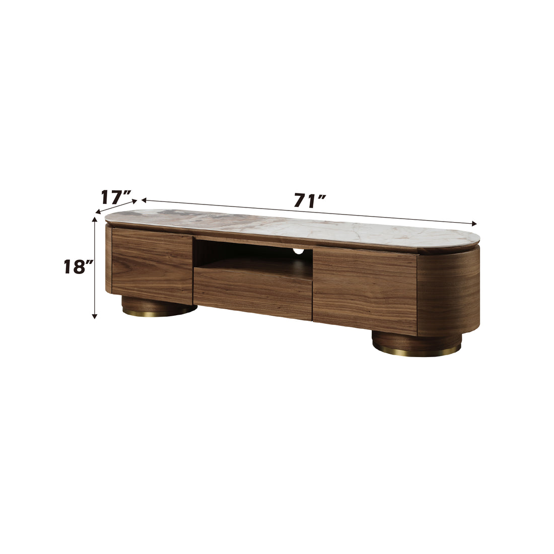 Willene Tv Stand W Ceramic Top, Ceramic Top & Walnut Finish Lv03158 Walnut 70 79 Inches Wood