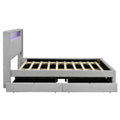 Full Size Upholstered Platform Bed With Led Frame, With Twin Size Trundle And 2 Drawers, Teddy Fleece, Gray Gray Fleece