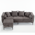 Arrived L Shaped Sectional Sofaconvertible Storage Ottoman,Chenille ,Square Arm, Modern Tufted Couch ,3 Seater, And Nailhead, Dark Gray Dark Gray Polyester Wood Primary Living Space Medium Soft Tufted Back Modern Square Arms Metal & Wood 4 Seat
