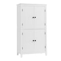 Elegant Bathroom Floor Storage Cabinet, Bathroom Storage Unit, Freestanding Cabinet With 4 Doors, Adjustable Shelves, Adaptable Shelves, White White Mdf