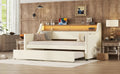 Twin Size Daybed With Trundle, Upholstered Daybed With Charging Station And Led Lights, White Expect Arrive Date:May 20Th. Twin White Pu Leather