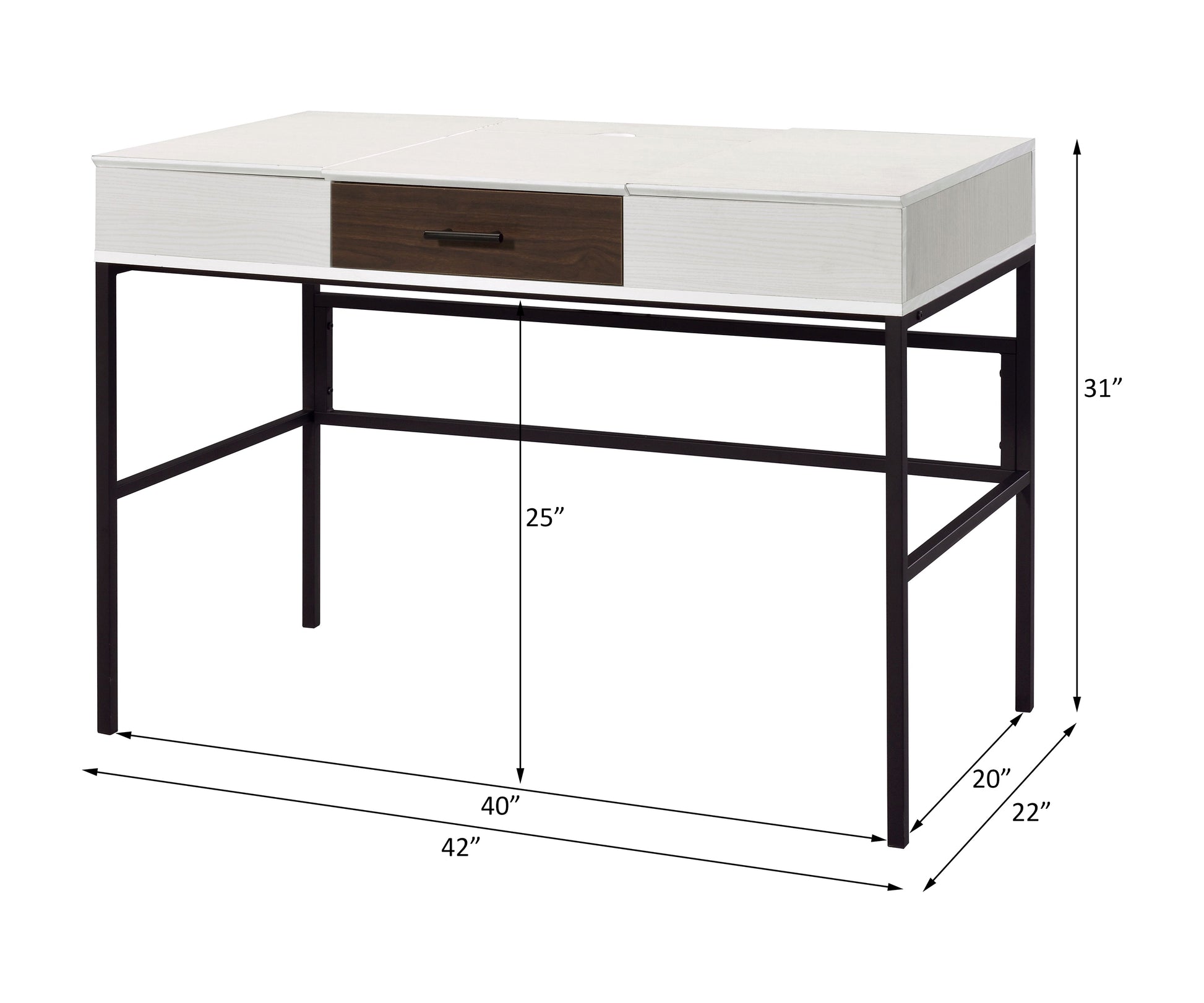 Natural And Black Writing Desk With Usb Port Black Natural Built In Outlets Or Usb Writting Desk Office Industrial Rectangular Drawers Wood Metal