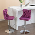 Swivel Velvet Barstools Adjusatble Seat Height From 25 33 Inch, Chrome Base Bar Stools With Backs Comfortable Tufted For Home Pub And Kitchen Island, Purple,Set Of 2,1712Pp Purple Dining Room American Design Foam Velvet