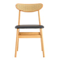 The Stylish And Durable Solid Wood Dining Chair, Small Curved Back, Pu Cushion, And Beautiful Shape Match Perfectly With Any Room And Everyday Use Wood Set Of 2 Rubber Wood