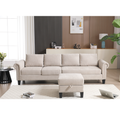 Arrived Convertible Sectional Sofa With Storage,L Shaped Sofa,Four Seater Sofa,Modern Linen Fabric Sectional Couches For Living Room, Beige Beige Polyester Wood Primary Living Space Medium Soft Cushion Back Modern Wood 4 Seat