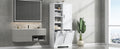 Bathroom Storage Cabinet With Doors And Drawers, Tilt Out Laundry Hamper, Multiple Storage Space, Freestanding Style, Open Shelve, Adjustable Shelf, White White Mdf