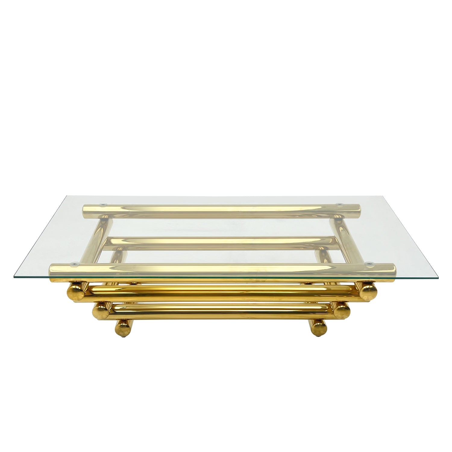 Modern Gold Stainless Steel Clear Tempered Glass End Table For Bedroom Living Room Clear,Gold Modern Open Storage Rectangular Stainless Steel,Tempered Glass