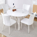 Table And Chair Set, Mdf Desktop, White Metal Table Legs, Stable And Beautiful, Suitable For Most Styles Of Home. Modern Simple Dining Table, Comfortable Seating. White Seats 4 Mdf