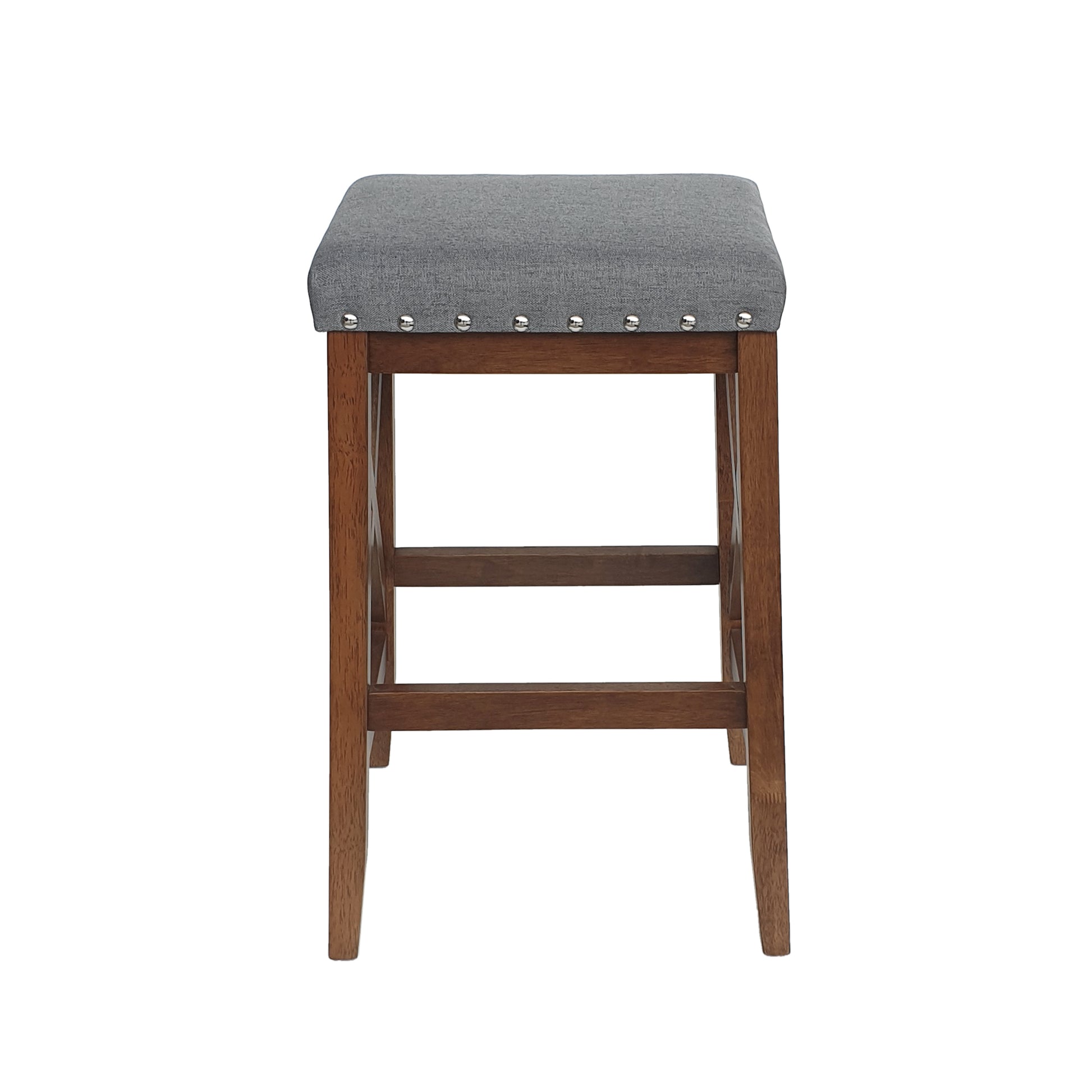 Saddle Barstool Charcoal Wood Fabric